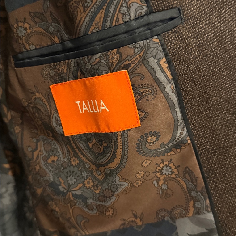 TALLIA Dark Brown Blazer with Gray Trim - Picture 2 of 6